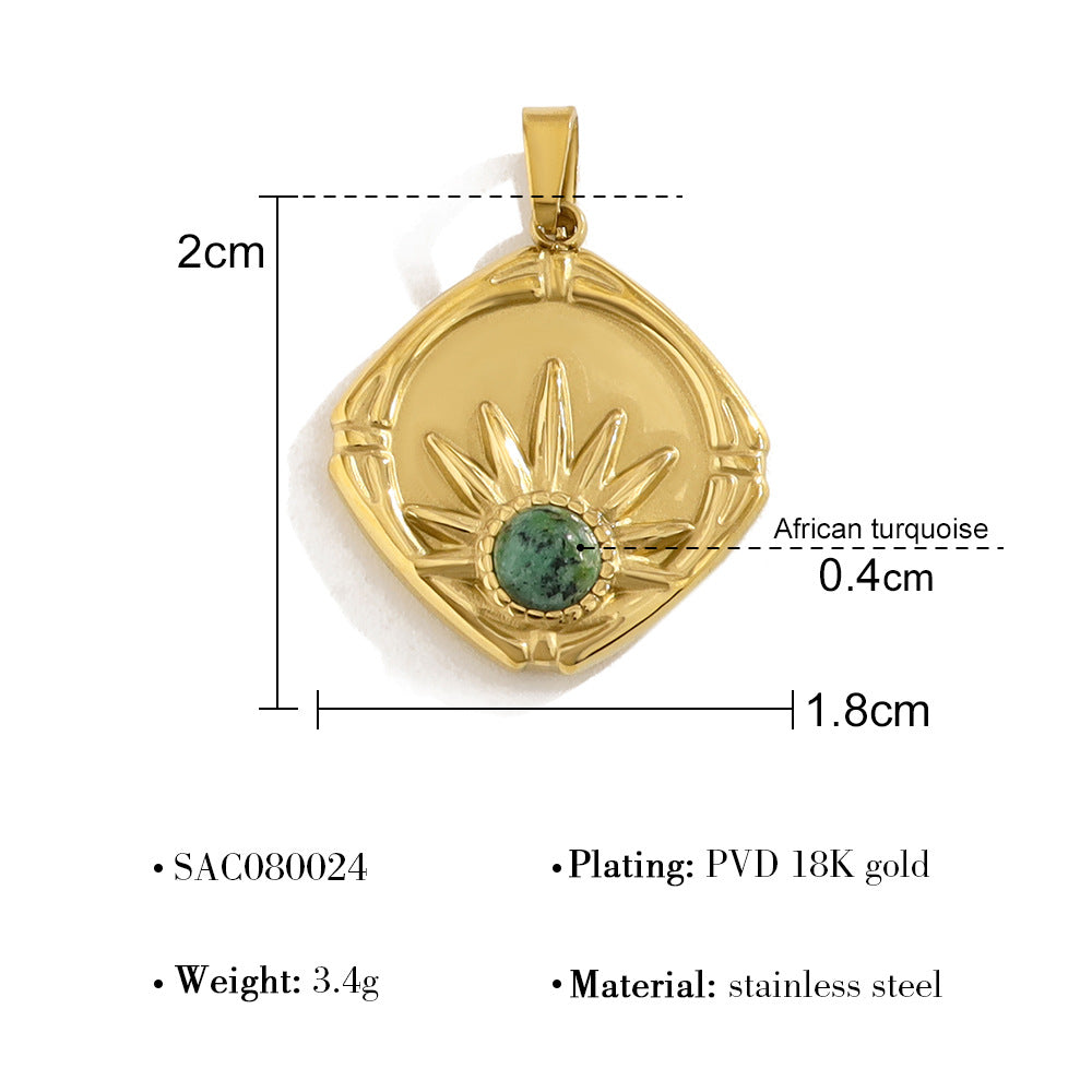 Wholesale colorful natural stone edge DIY titanium steel plated 18K gold accessories